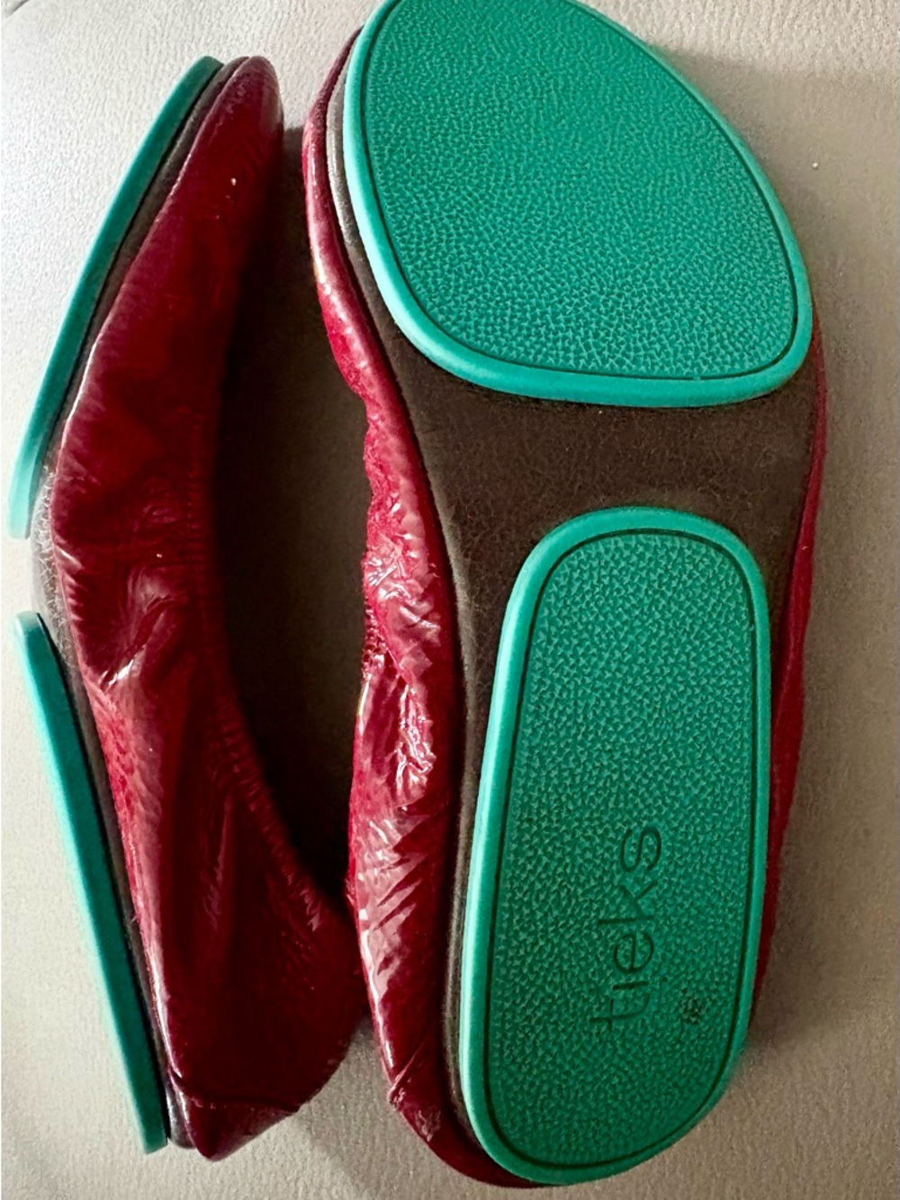 Like New Tieks Ruby Red Patent Leather Ballet Flats - Picture 3 of 5